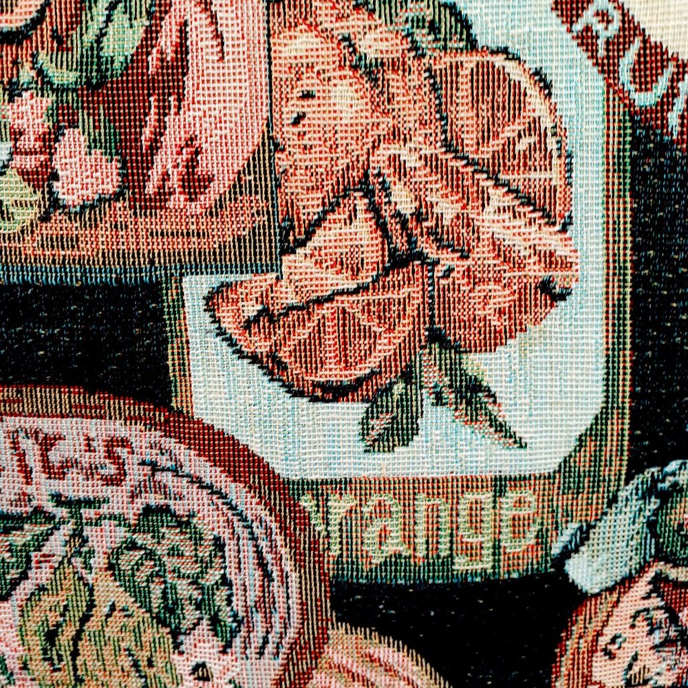 Tapestry Sofa Throw Pillow 16x19 Cottagecore Fruit Jam Raspberry  Marmalade Vtg - Picture 7 of 10